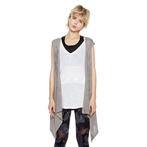 Desigual Womens Small Waterfall Navy Sleeveless Flowy Draped Top Navy - Picture 1 of 11